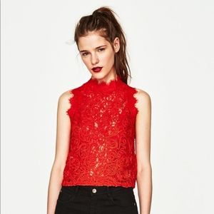 ZARA Lace Sleeveless Top w/ Zip